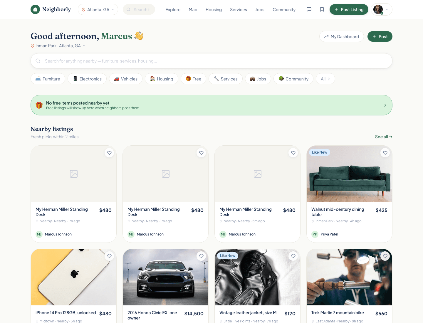 Neighborly marketplace home screen from its browser smoke-test artifact